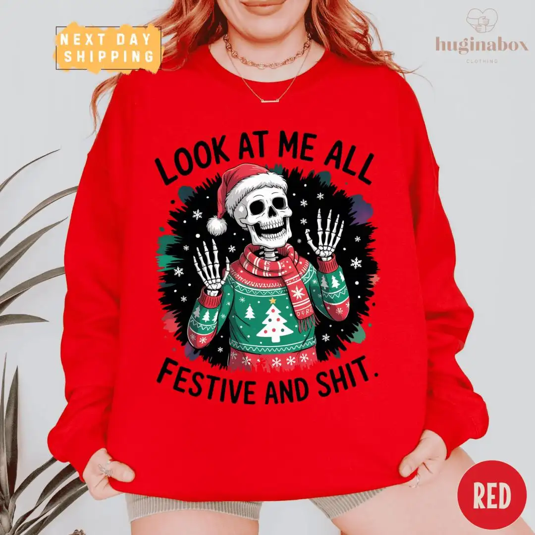 Funny Skeleton Christmas Shirt for Holiday Parties