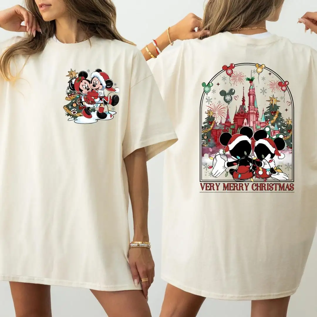 Disney Christmas Couples Shirt with Mickey and Minnie