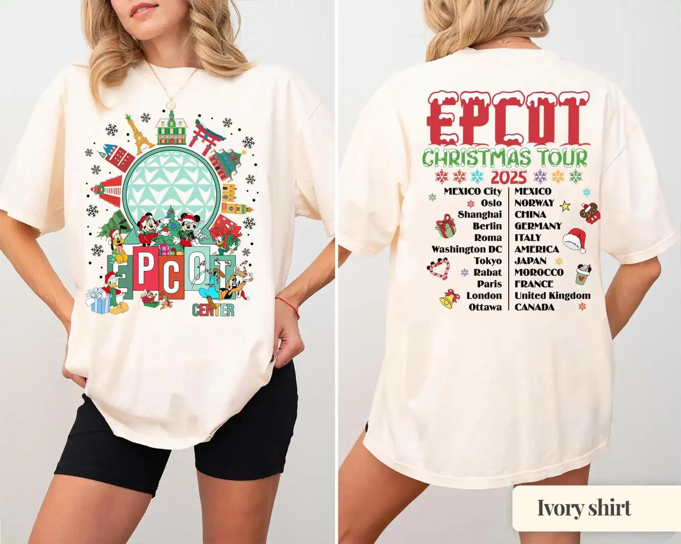 Vintage Disney Epcot Christmas Holiday Shirt
