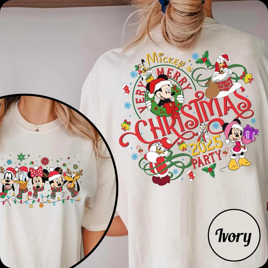 Disney Christmas Party Shirt with Mickey and Friends Lights