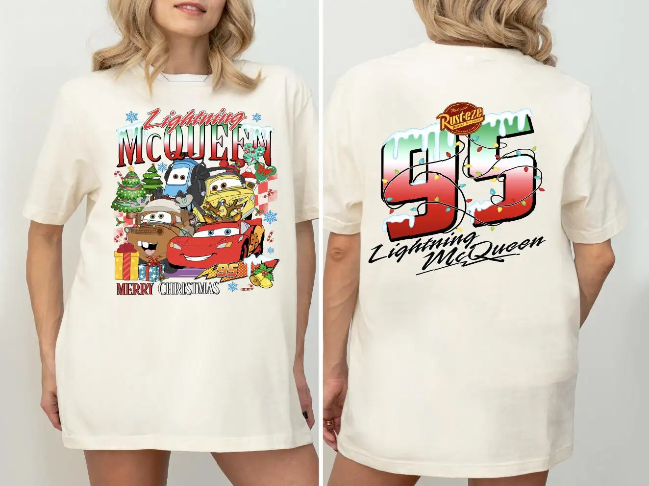 Disney Cars Lightning McQueen Christmas Shirt for Kids