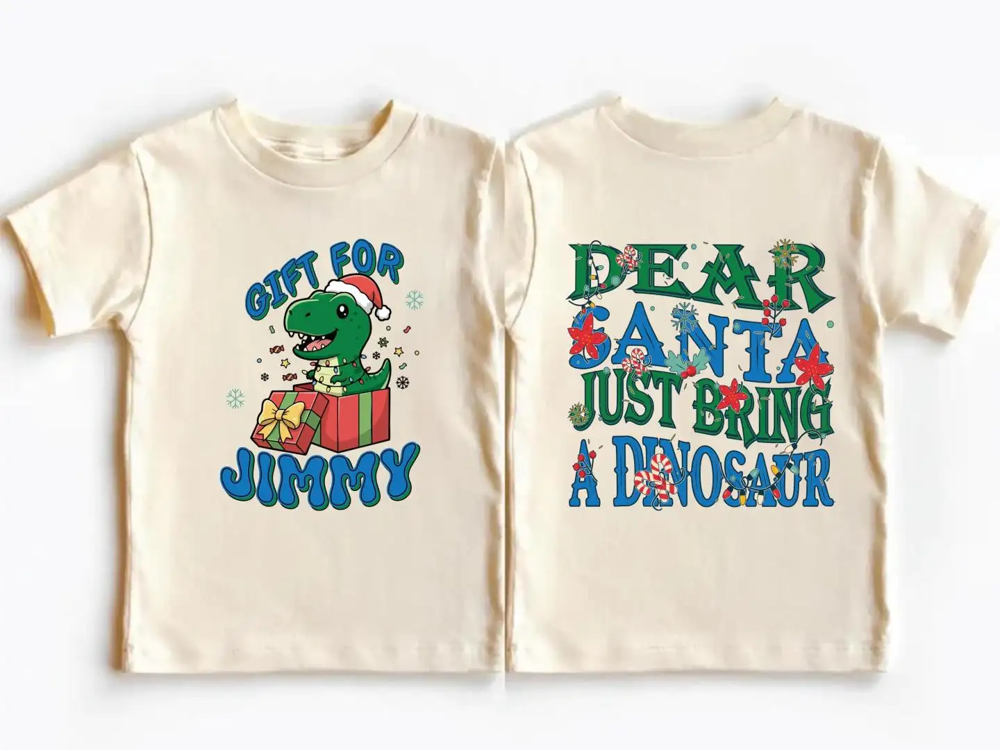Kids Christmas Shirt Dear Santa Bring A Dinosaur