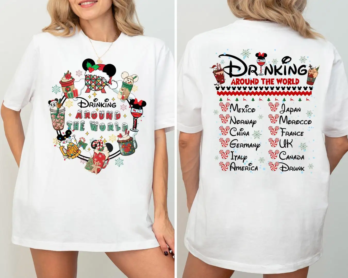 Disney Christmas Drinking Around The World Shirt