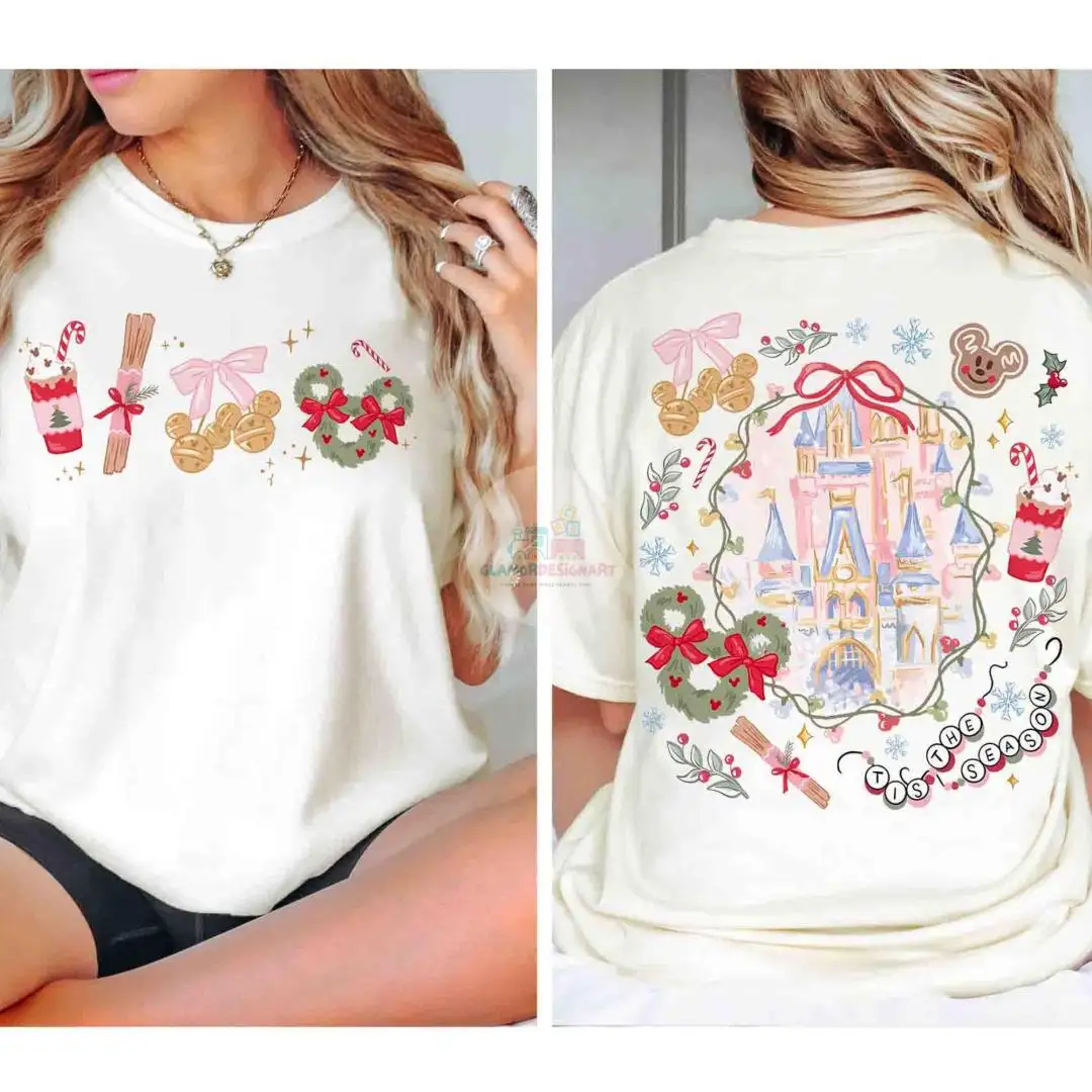 Disney Christmas Magic Castle Shirt with Coquette Bow