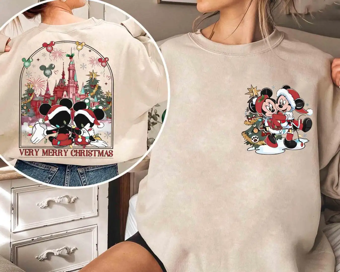 Disney Christmas Shirt for Couples with Mickey and Minnie