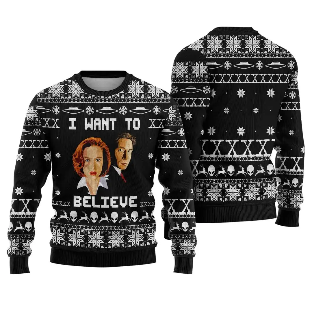 X-Files I Want To Believe Ugly Christmas Shirt