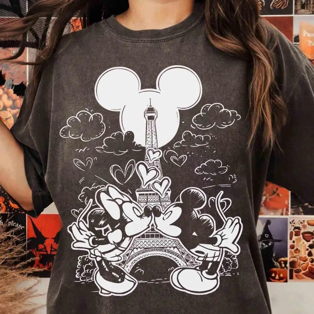 Disney Paris Eiffel Tower Mickey Minnie Shirt For Couples