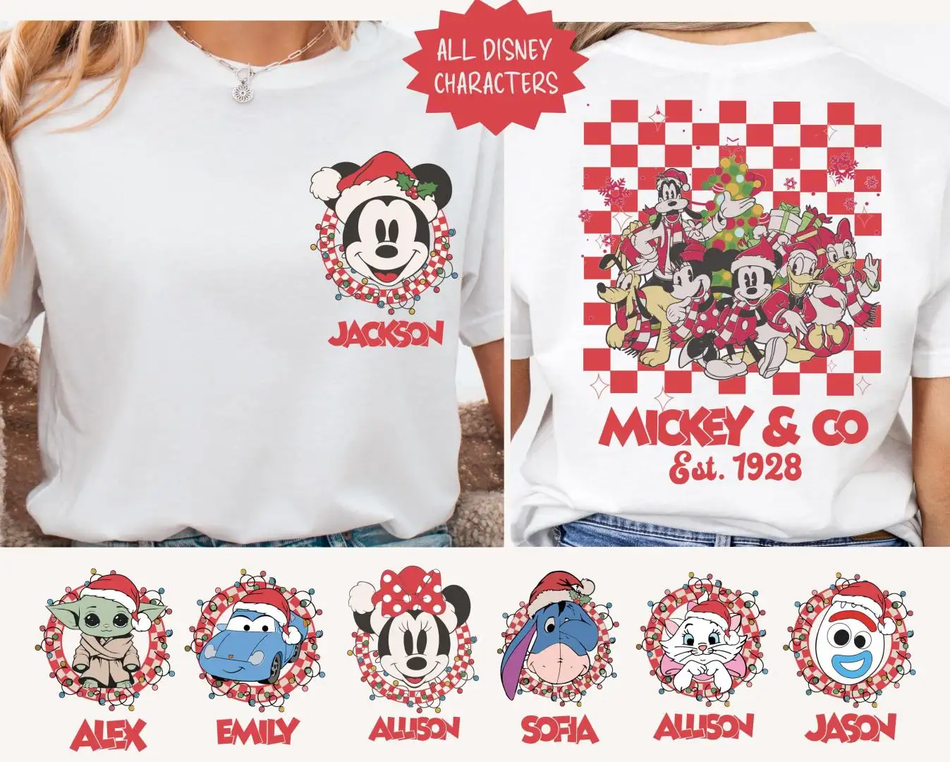 Disney Christmas Retro Checkered Shirt for Family Trips