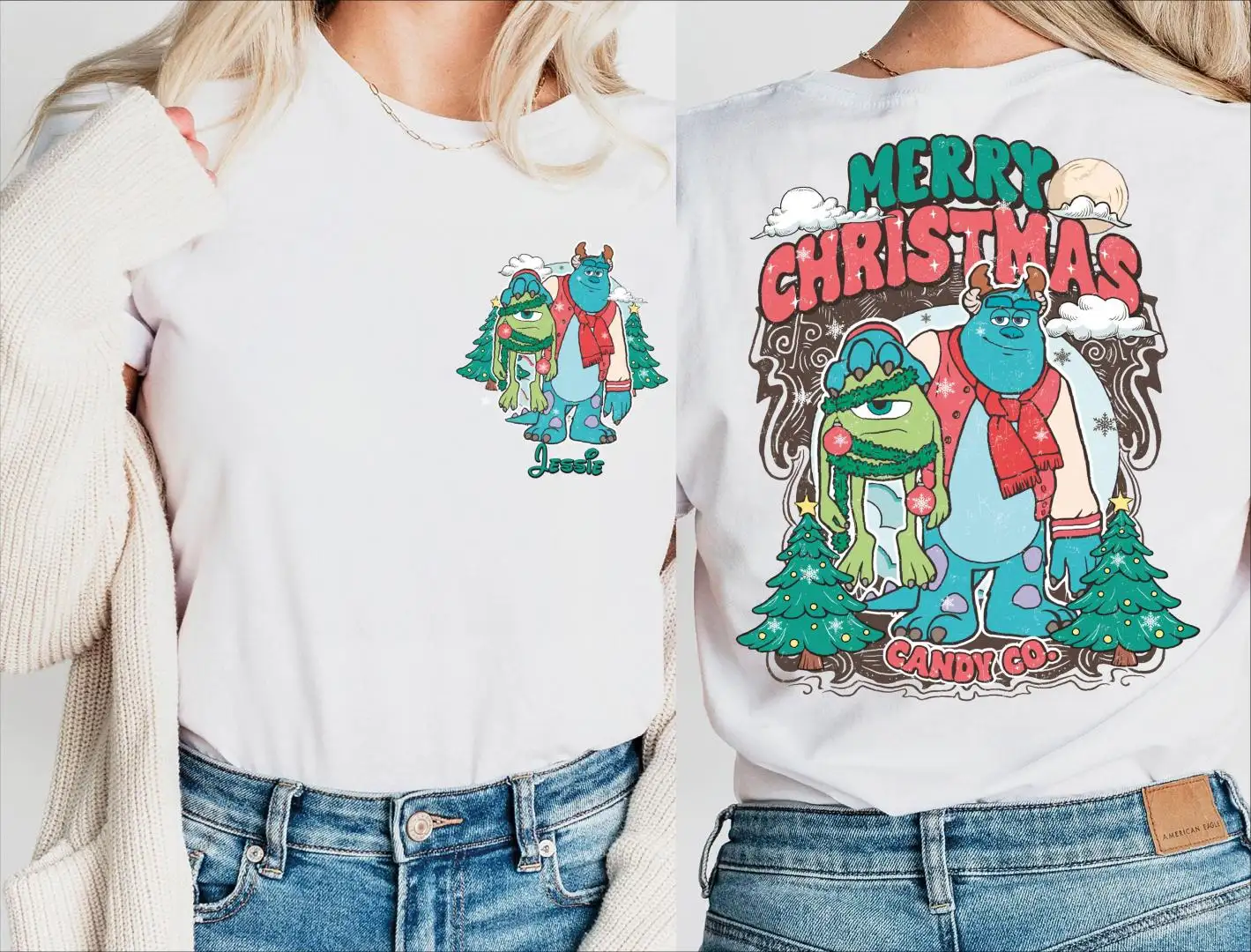 Disney Monsters Inc Christmas Name Shirt