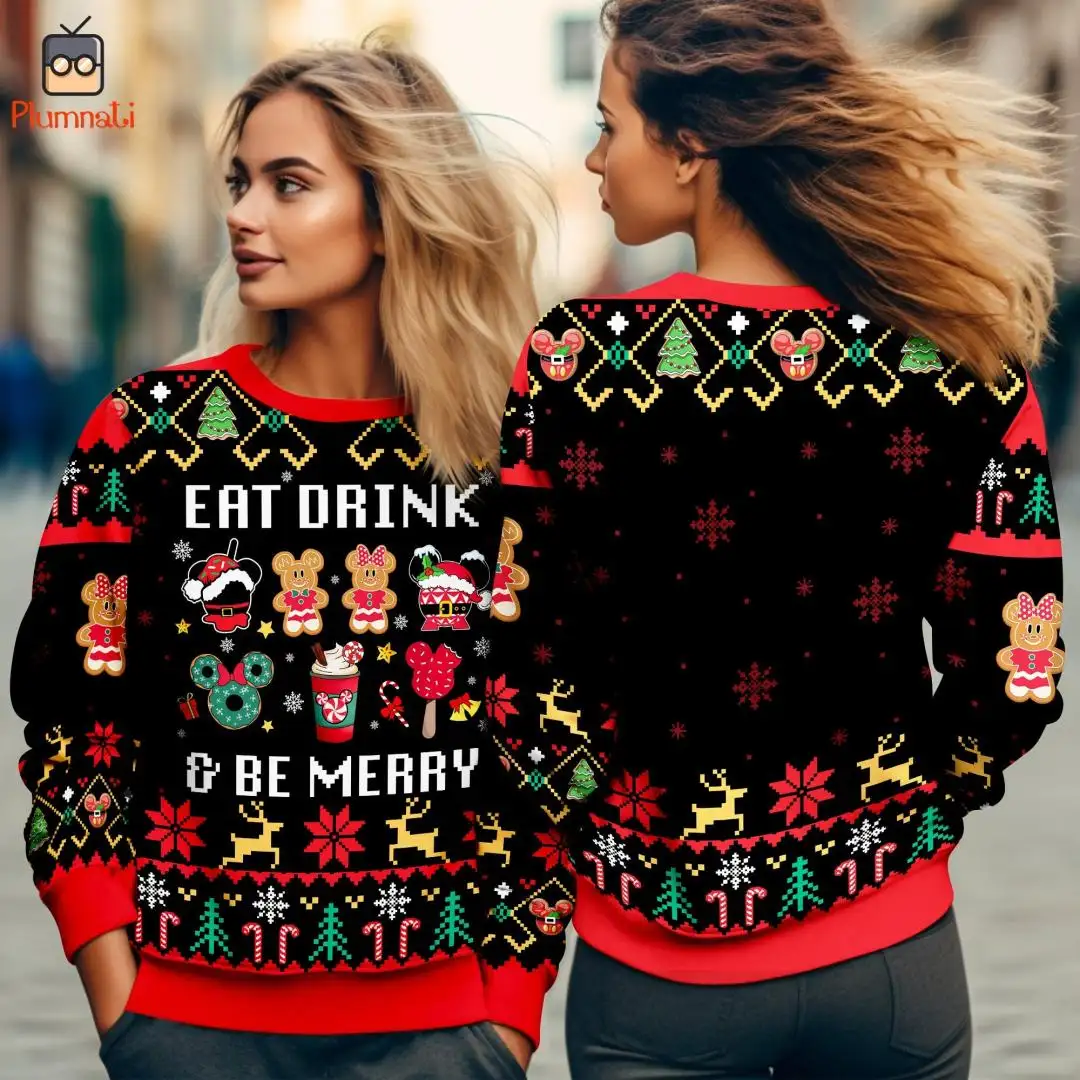 Disneyland Eat Drink Be Merry Ugly Christmas Shirt