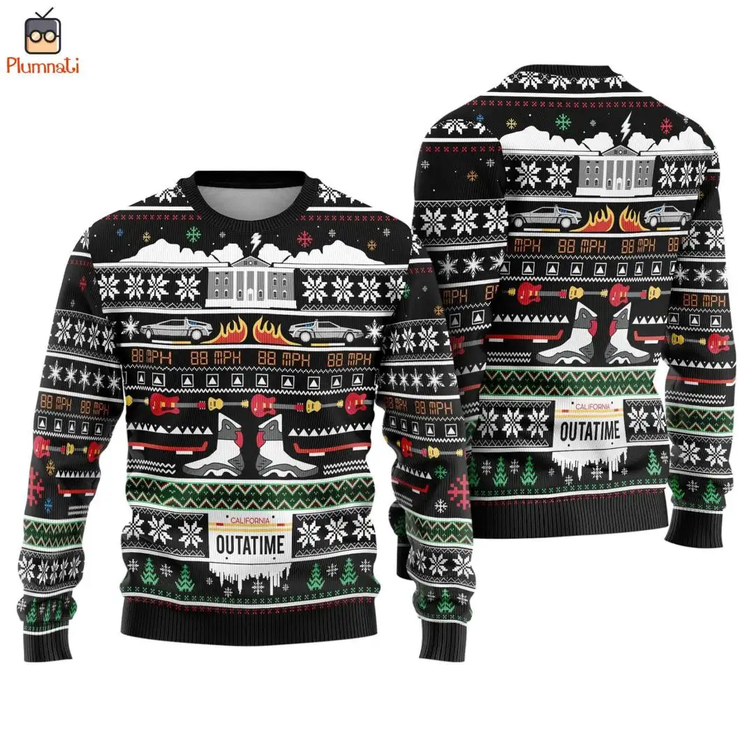 Back To The Future Ugly Christmas Shirt Family Party