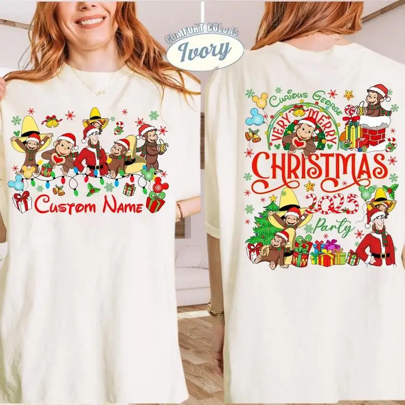 Personalized Curious George Christmas Family Matching Shirt