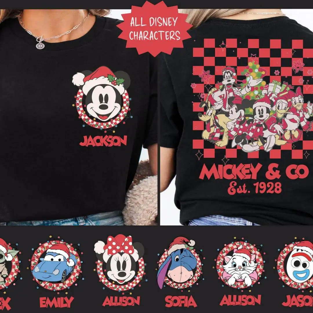 Disney Christmas Characters Retro Shirt for Family