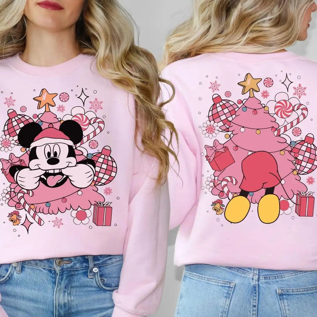 Disney Mickey Mouse Pink Christmas Tree Shirt