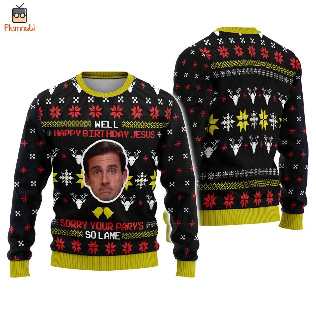 Michael Scott Ugly Christmas Birthday Jesus Shirt