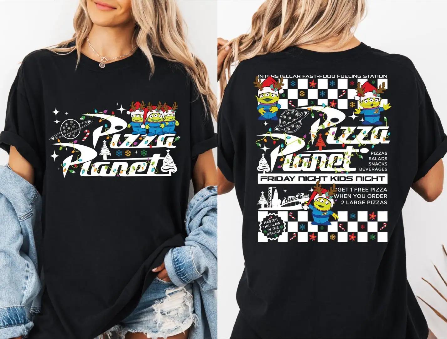 Disney Toy Story Pizza Planet Aliens Christmas Shirt