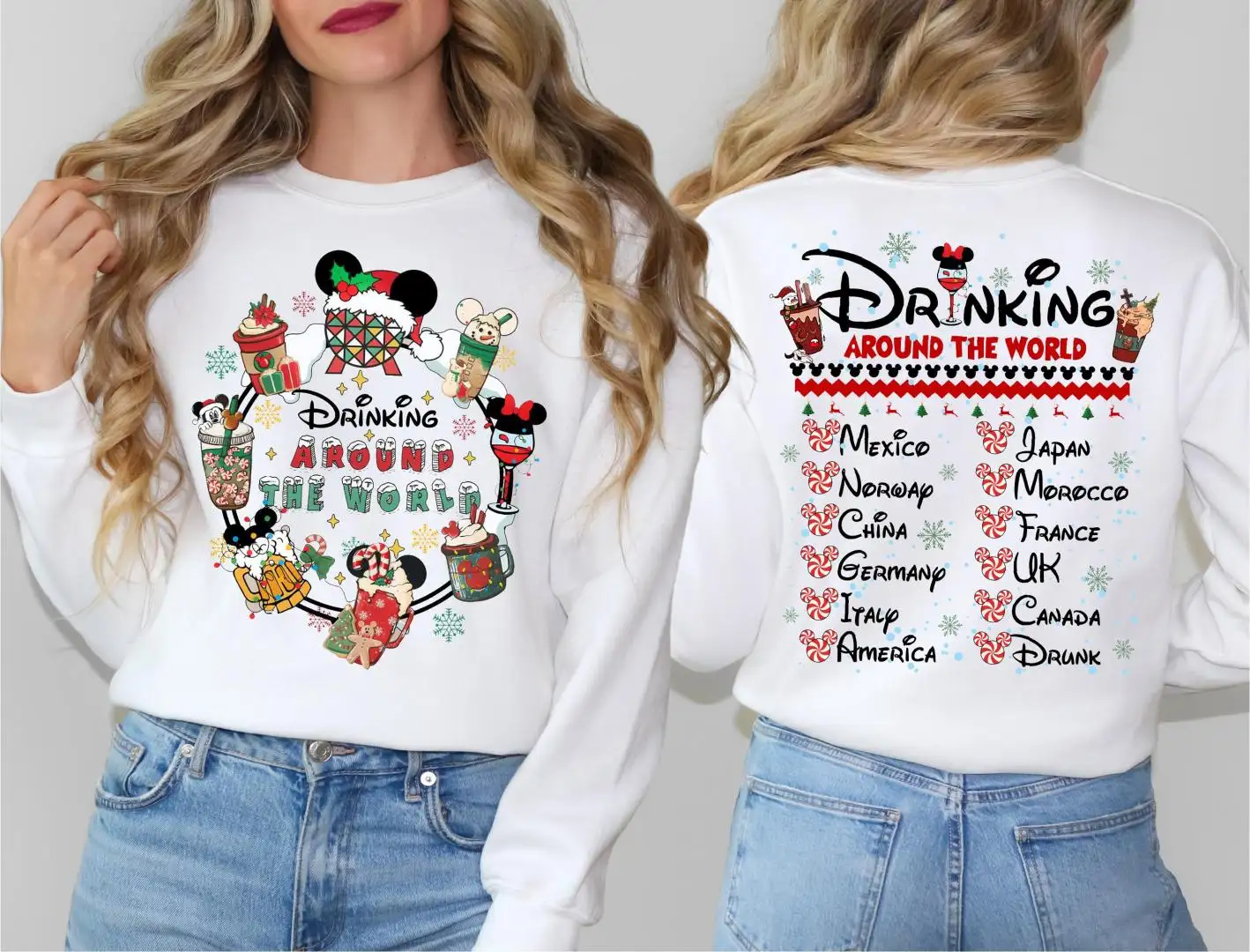 Drinking Around The World Christmas Shirt For Disney Party