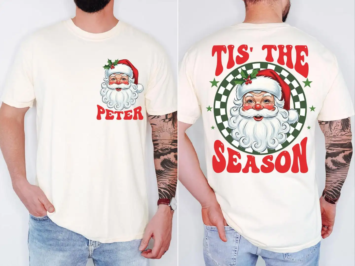 Custom Retro Santa Christmas Shirt