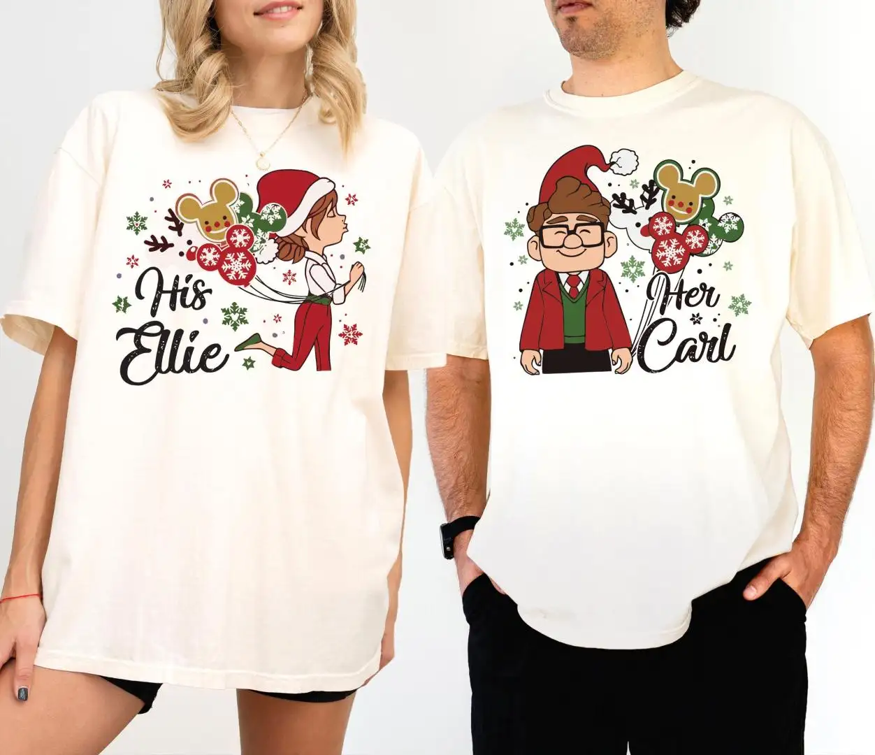 Disney Up Carl Ellie Matching Christmas Shirt