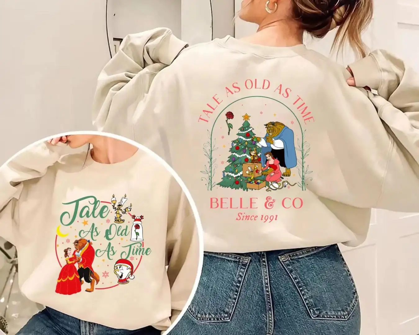 Disney Belle Christmas Shirt for Girls Beauty and the Beast