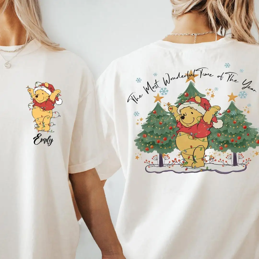 Retro Winnie The Pooh Christmas Name Shirt