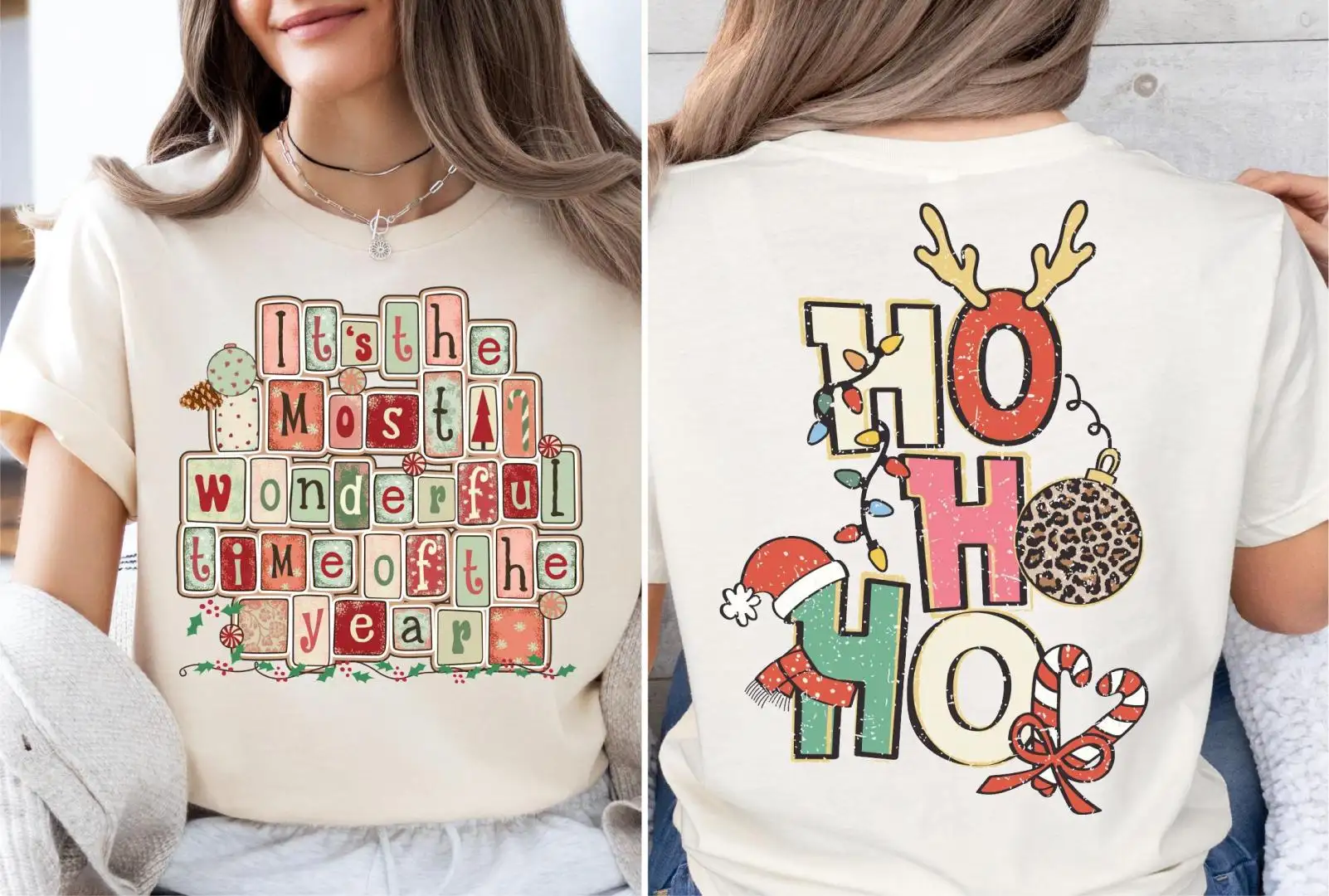 Christmas Holiday Shirt with Ho Ho Ho Long Tail Phrase